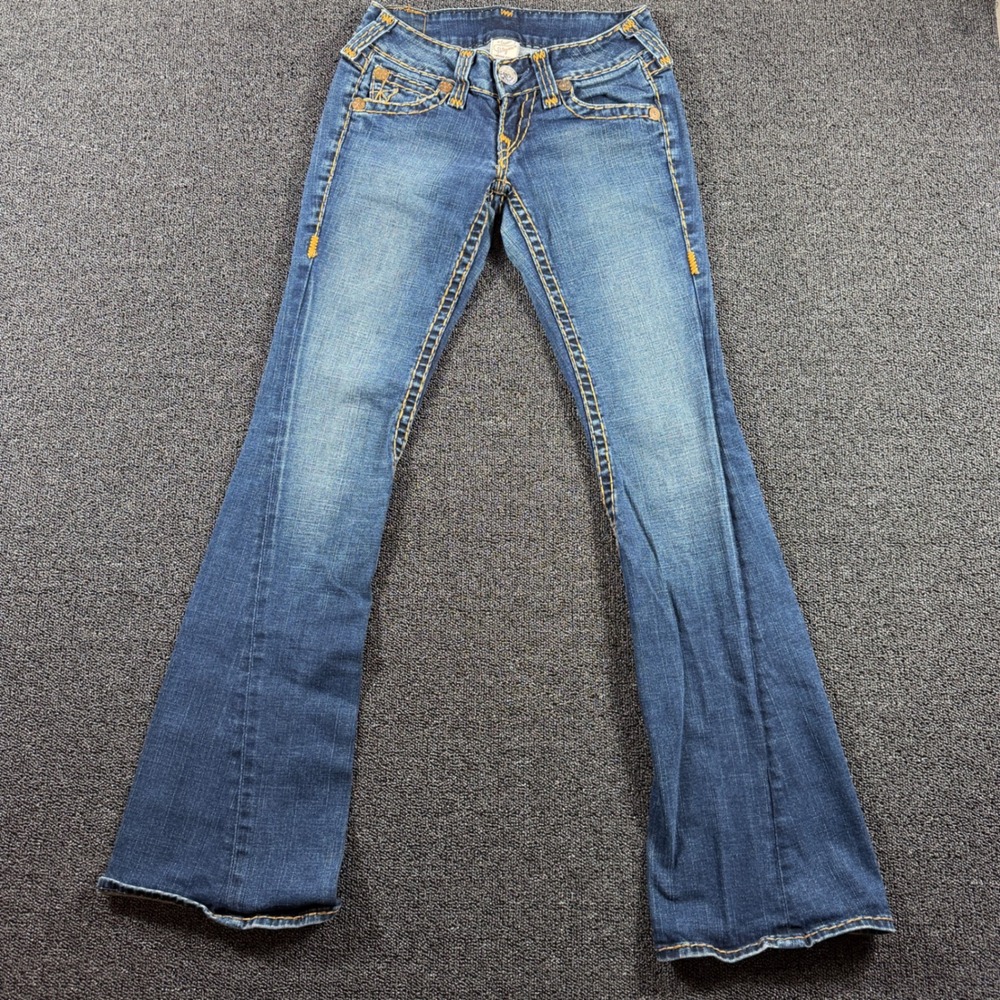Vintage True Religion Joey Super T Flare Low Rise Jeans Womens 26 Blue Denim